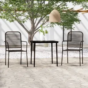 vidaXL Ensemble de salle à manger de jardin 3 pcs Noir pas cher