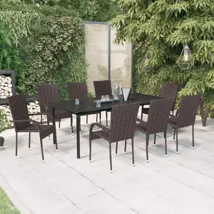 vidaXL Ensemble à manger de jardin 9 pcs Marron et noir pas cher