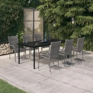 vidaXL Ensemble à manger de jardin 7 pcs Gris et noir pas cher