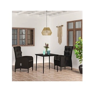 vidaXL Mobilier de salle à manger de jardin avec coussins 3 pcs Noir pas cher