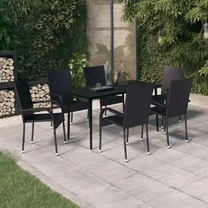 vidaXL Ensemble à manger de jardin 7 pcs Noir pas cher