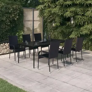 vidaXL Ensemble à manger de jardin 7 pcs Noir pas cher