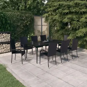 vidaXL Ensemble à manger de jardin 9 pcs Noir pas cher