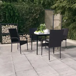 vidaXL Ensemble à manger de jardin 5 pcs Noir pas cher