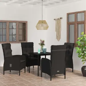 vidaXL Ensemble à manger de jardin avec coussins 5 pcs Noir pas cher