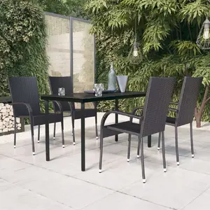 vidaXL Ensemble de salle à manger d'extérieur 5 pcs Noir pas cher