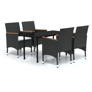 vidaXL Ensemble à manger de jardin avec coussins 5 pcs Noir pas cher