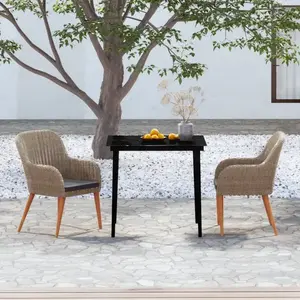 VIDAXL Ensemble de salle à manger de jardin avec coussins 3 pcs Marron pas cher