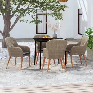 VIDAXL Mobilier de salle à manger de jardin et coussins 5 pcs Marron pas cher