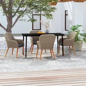VIDAXL Mobilier de salle à manger de jardin et coussins 5 pcs Marron pas cher