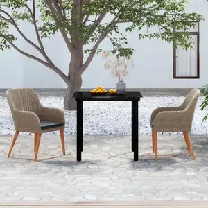 VIDAXL Ensemble de salle à manger de jardin avec coussins 3 pcs Marron pas cher