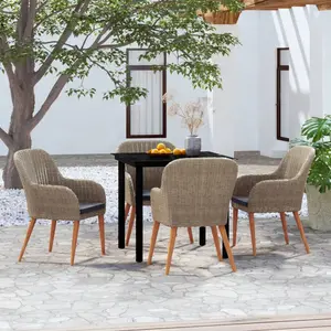 VIDAXL Mobilier de salle à manger de jardin et coussins 5 pcs Marron pas cher
