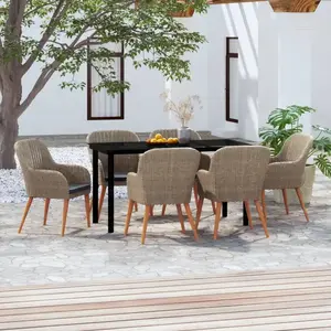 vidaXL Vidaxl Ensemble De Salle À Manger De Jardin Avec Coussins 7 Pcs Marron pas cher
