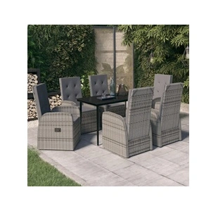 vidaXL Ensemble de salle à manger de jardin avec coussins 7 pcs Gris pas cher