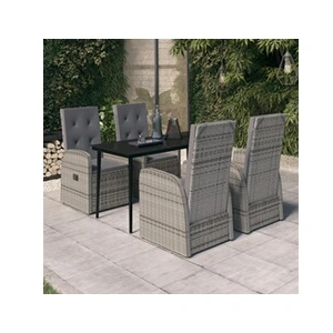 vidaXL Ensemble de salle à manger de jardin avec coussins 5 pcs Gris pas cher