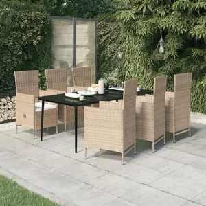 vidaXL Ensemble de salle à manger de jardin avec coussins 7 pcs Beige pas cher