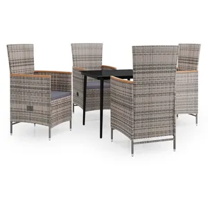 vidaXL Ensemble à manger de jardin avec coussins 5 pcs Gris pas cher