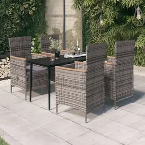 vidaXL Ensemble de salle à manger de jardin avec coussins 5 pcs Gris pas cher