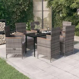 vidaXL Ensemble de salle à manger de jardin avec coussins 7 pcs Gris pas cher