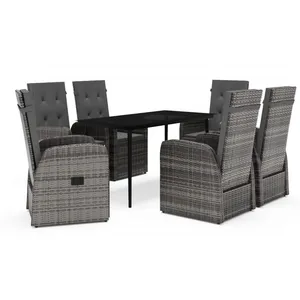 vidaXL Ensemble de salle à manger de jardin avec coussins 7 pcs Gris pas cher
