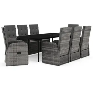 Comparateur de prix : vidaXL Ensemble à manger de jardin avec coussins 9 pcs Gris