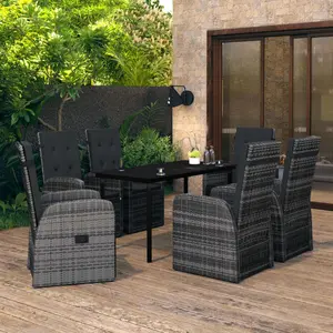 vidaXL Ensemble de salle à manger de jardin et coussins 7 pcs Gris pas cher