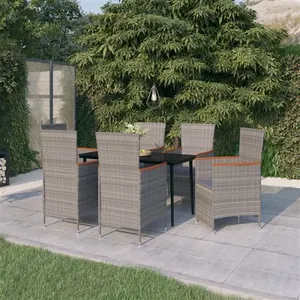 Comparateur de prix : vidaXL Ensemble de salle à manger de jardin avec coussins 7 pcs Gris