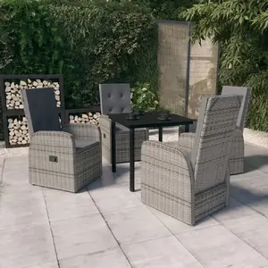 vidaXL Ensemble à manger de jardin avec coussins 5 pcs Gris pas cher
