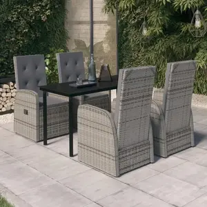 vidaXL Ensemble de salle à manger de jardin avec coussins 5 pcs Gris pas cher