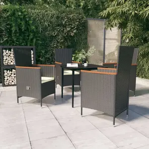 vidaXL Ensemble à manger de jardin avec coussins - 5 pcs Noir pas cher