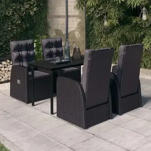 vidaXL Ensemble à manger de jardin avec coussins 5 pcs Noir pas cher