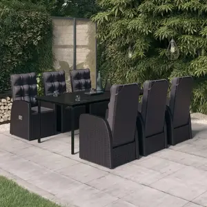 vidaXL Ensemble à manger de jardin avec coussins 7 pcs Noir pas cher