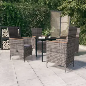 vidaXL Ensemble de salle à manger de jardin avec coussins 5 pcs Gris pas cher