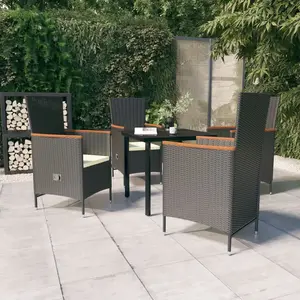vidaXL Ensemble à manger de jardin avec coussins 5 pcs Noir pas cher