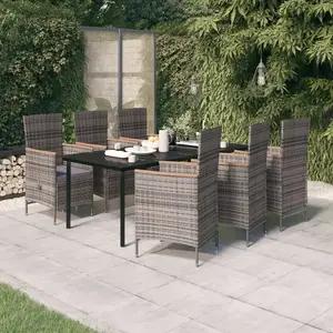 vidaXL Ensemble de salle à manger de jardin avec coussins 7 pcs Gris pas cher
