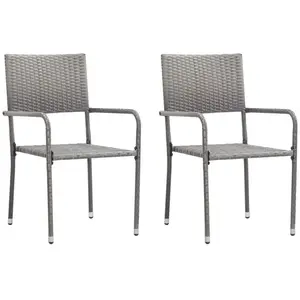 Comparateur de prix : vidaXL Chaise à dîner de jardin empilable lot de 2 gris résine tressée