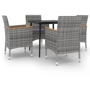 vidaXL Ensemble à dîner de jardin coussins 5 pcs Résine tressée Verre pas cher