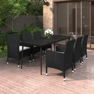 vidaXL Ensemble à dîner de jardin coussins 7 pcs Résine tressée Verre pas cher