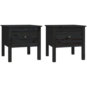 Comparateur de prix : vidaXL Tables d'appoint 2 pcs Noir 50x50x49 cm Bois massif de pin