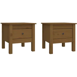Comparateur de prix : vidaXL Tables d'appoint 2pcs Marron miel 40x40x39cm Bois massif de pin
