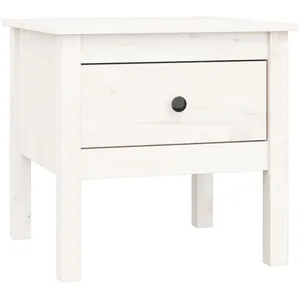 Comparateur de prix : vidaXL Table d'appoint Blanc 50x50x49 cm Bois massif de pin