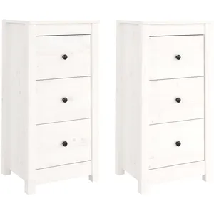 vidaXL Buffets 2 pcs Blanc 40x35x80 cm Bois massif de pin pas cher