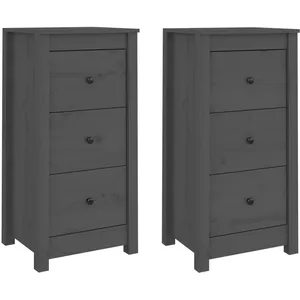 Comparateur de prix : vidaXL Buffets 2 pcs Gris 40x35x80 cm Bois massif de pin