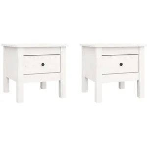 vidaXL Tables d'appoint 2 pcs Blanc 40x40x39 cm Bois massif de pinVendu parvidaxl