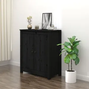 vidaXL Buffet Noir 70x35x80 cm Bois massif de pin pas cher