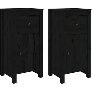 vidaXL Buffets 2 pcs Noir 40x35x80 cm Bois massif de pin