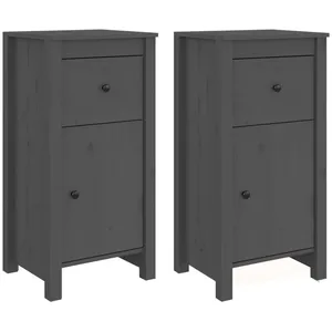Comparateur de prix : vidaXL Buffets 2 pcs Gris 40x35x80 cm Bois massif de pin