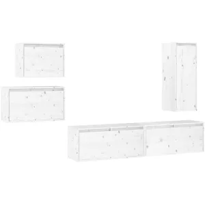 vidaXL Meubles TV 5 pcs Blanc Bois massif de pin pas cher