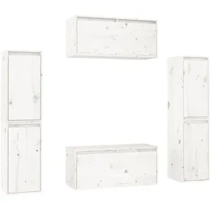 vidaXL Meubles TV 6 pcs Blanc Bois massif de pin pas cher