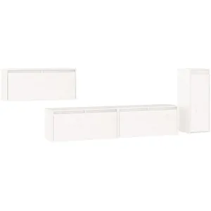 vidaXL Meubles TV 4 pcs Blanc Bois massif de pin pas cher